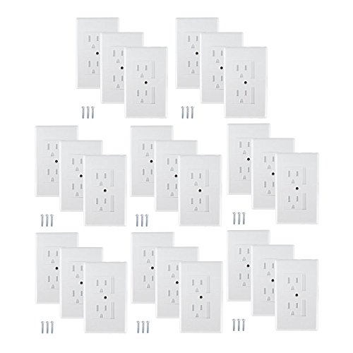 Safe Plate Electrical Outlet Cover - Standard (Center Screw) - White (25 Count, White)