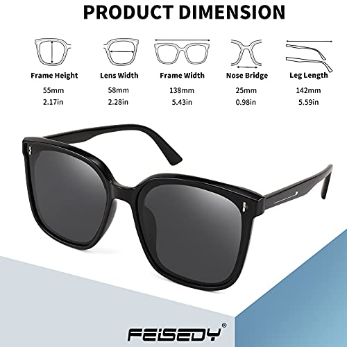 FEISEDY Women Oversized Vintage Polarized Sunglasses Square Cute Trendy Classic Simple Men B27583