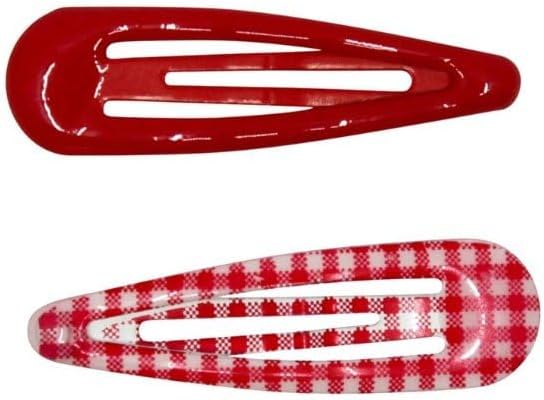 Gingham Hair Accessories for School Alice Band Slim Headband Scrunchy Clips (Pair of School Bendies Gingham and Plain Red)