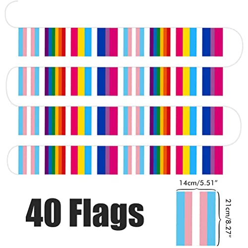 MIXCUT 40 peças de bandeiras de arco-íris, bandeira lésbica gay pendurada com faixas, bandeiras de b