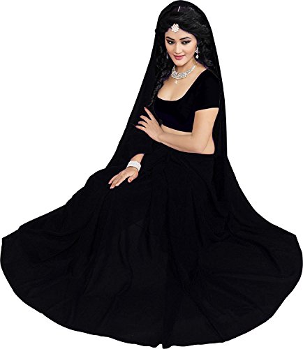 سيدهداتا ساري شيفون كاجوال من القماش للنساء من ريفولي (لون اسود) 6 متر مع بلوزة غير مخيطة بطول 1.5 متر