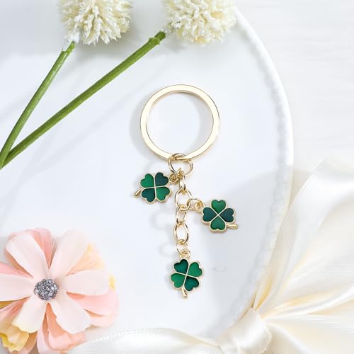 Four Leaf Clover Keychain Good Luck Keyring St. Patrick's Day Gift Irish Party Supplies Fortune Shamrock Charms Inspirational Gifts for Women Men Birthday Christmas - Image 4