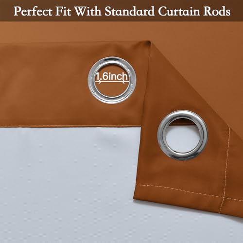 Image of SimpleHome Ombre Burnt Orange to Grey White Curtains for Living Room 52x84L | Room Darkening Curtains for Bedroom,Gradient Light Blocking Curtain,Thermal Insulated Grommet Window Drapes,2 Panels,84 Inch