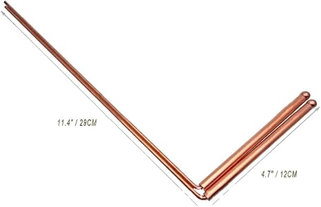 StarRing 2 Pack Copper Dowsing Rods For Water Treasure Hand Finding Tools, 99.9% Copper Detector Rod, Water Divining Rods Detector Rod (Single head - flat bead)