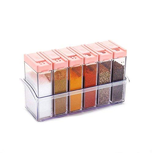 Machak Mini 'Spice Jar 6 Pcs Set, Easy Flow Storage, Idle for Kitchen |Storage Box Container | (Color May Vary) (Plastic)