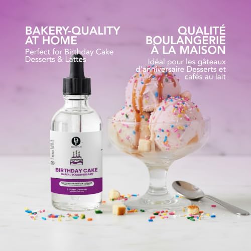 Image of Dolce Flav Birthday Cake Extract - 2 Ounce Water-Soluble Kosher, Sugar-Free, Concentrated Festive Cake Flavoring for Frostings, Cupcakes & Desserts, Includes Measured Dropper