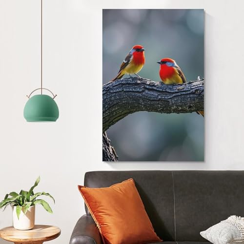 Impression sur toile oiseau cardinal sans cadre suspendre 60x90cm