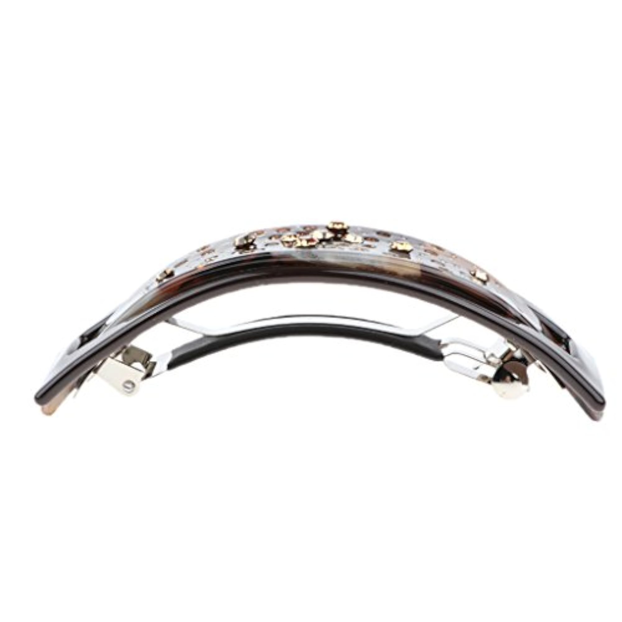 French Acetate Hair Clip Automatic Barrette, Coffee Color