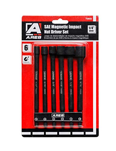 Ares 70650-6-Piece Sae Magnetic Impact Nut Driver Bit Set - Impact Grade Nut Setters With Industrial Strength Magnets #TOP6