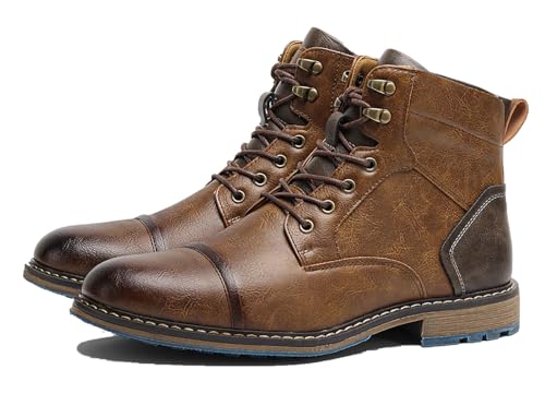 Santimon Men's Oxfords Boots Dress Casual Leather Motorcycle Boots Fashion Formal Tuxedo Ankle Work Boot for Men