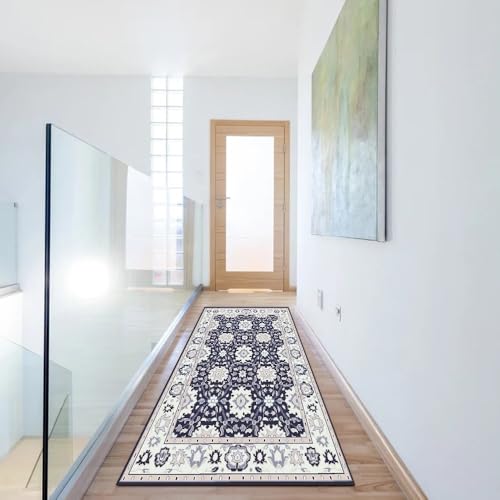 Alfombra de cocina lavable gris y azul de 70x180 cm para pasillo 6