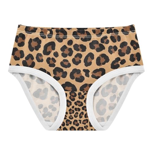 Toddler Panties, Leopard Print Black Brown Cotton Underwear for Girls, 2T–8 Years