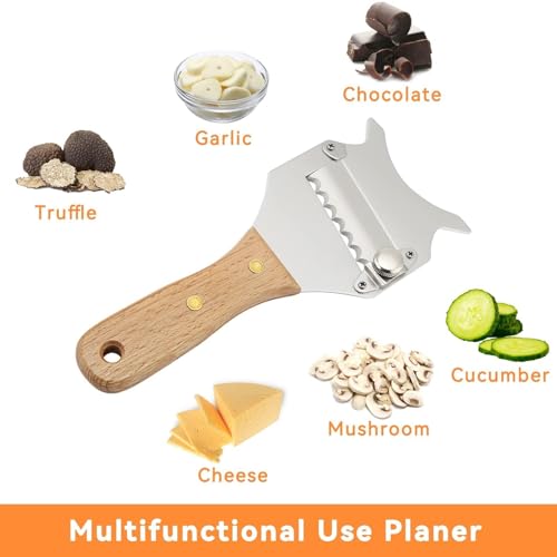 Foto von Agatige Trüffelhobel aus Edelstahl, Käseschneider mit verstellbarer Klinge, Schokoladen-Pilzhobel, Gourmethobel, Käsehobel mit Holzgriff und Aufhängeloch für Zuhause, Küche, Restaurant