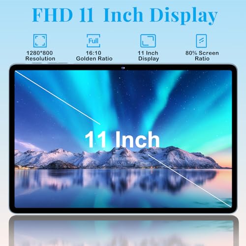 Image of 11 Inch Tablet, 2026 Android 15 Tablets with Octa Core, 24GB+256GB, 13+5MP Camera, Electronics Tablets with Widevine L1, 8000mAh Battery, 5G WiFi, GPS, HD IPS Display, 1TB Expand, BT 5.0 -Metal Blue