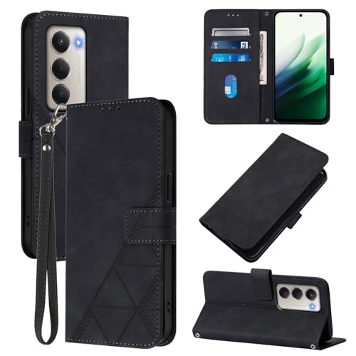 Redmi 15 5G �p �P�[�X YAJOJO ���z�^�J�o�[ �X�}�z�P�[�X �J�[�h���[ �X�^���h�@�\ �}�O�l�b�g�J�� �����Y�ی� ���烌�U�[�[ + TPU�P�[�X ��ʃ����Y�ی�(�u���b�N)