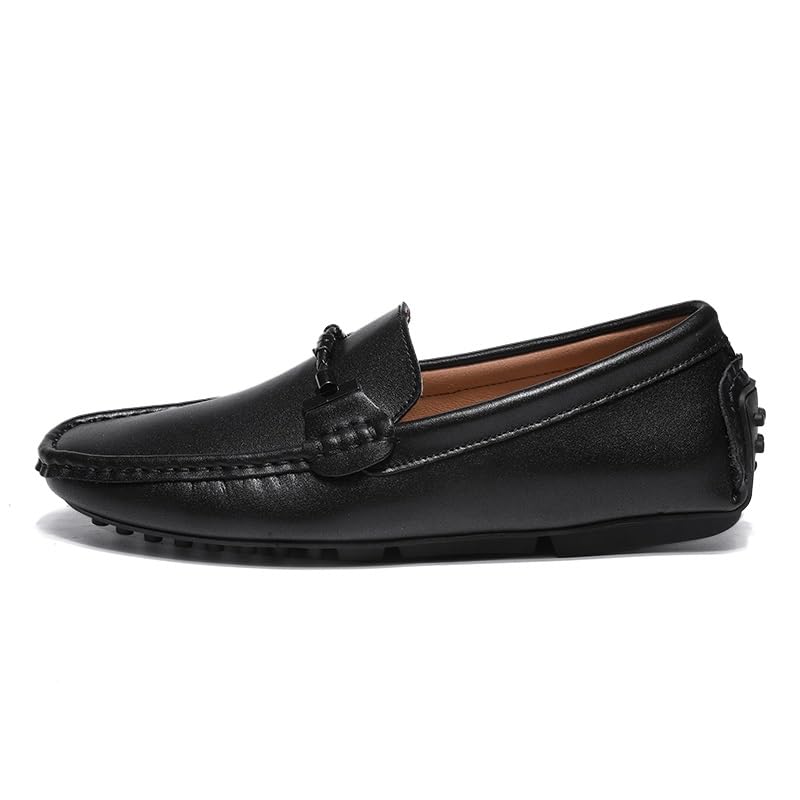 HOOENG Men's Loafers Round Toe PU Leather Driving Style Loafer Anti-Slip Resistant Comfortable Lightweight Wedding Party Slip On2