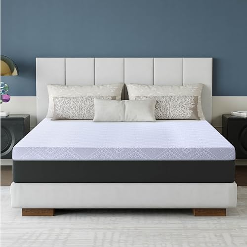 MLILY EGOHOME 10 Inch Queen Mattress, Charcoal Gel Cooling Memory Foam Mattress in a Box, Medium Fiberglass Free, CertiPUR-US Certified, Grey