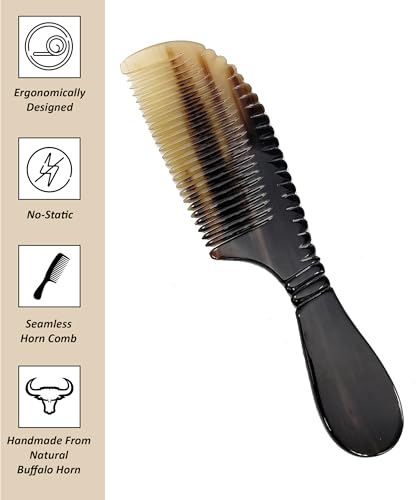 Image of SOFIYA CRAFT Ox Horn Comb Handmade Anti Static Natural Fine Horn Comb With smooth Handle- Professional Detangling Massage Fine tooth Comb A Great Gift - (9 inch)