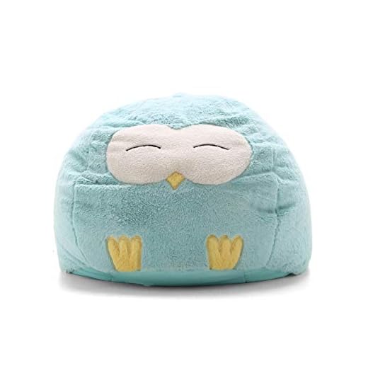 Big Joe Lux Wild Bunch Owl, Super Soft Plush Bean Bag, Blue