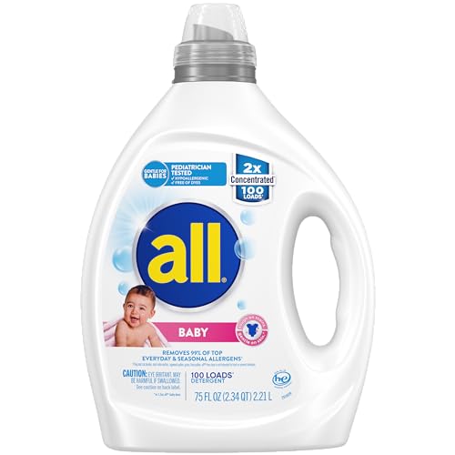 Image of all Liquid Laundry Detergent, Gentle for Baby, Hypoallergenic & Free Of Dyes, 2X Concentrated, 100 Loads