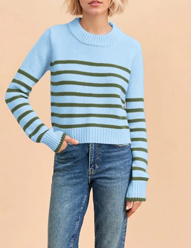 MISSACTIVER Women's Striped Sweaters Classic Round Neck Long Sleeve Loose Knitted Pullovers Sweaters Casual Fall Winter 20252