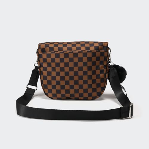Image of Pander Crossbody Bum Bag for Women, Everyday Nylon Shoulder Bag with Pompom Keychain Wristlet Bag Charm, Adjustable Strap