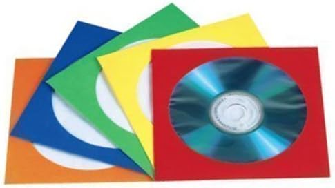 100 CD/DVD COLOUR PAPER SLEEVES COLOR SLEEVE COVER CASE WITH WINDOW & FLAP