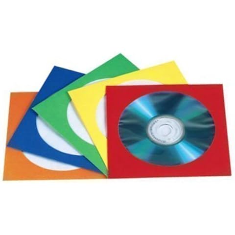 100 CD/DVD COLOUR PAPER SLEEVES COLOR SLEEVE COVER CASE WITH WINDOW & FLAP Cover