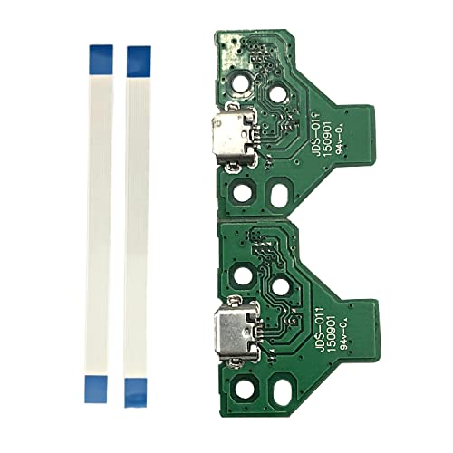 FainWan J-D-S-011 Lot de 2 ports de charge de rechange 12 broches pour PS4 DualShock 4, adaptateur micro USB pour manette Playstation DS4, câble flexible – vue 7