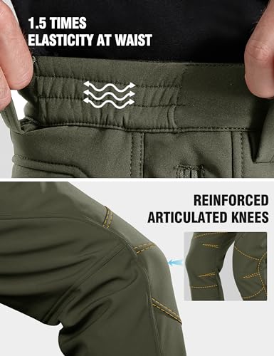 FREE SOLDIER Calças de caminhada cargo masculinas com forro de lã, calças de esqui de neve com reves