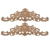 Pared De Fondo Tallada En Madera Con Apliques Florales Chapa Horizontal En Muebles Decoración Floral Larga De Madera En Paneles De Puertas 80 * 20cm 2 Piezas