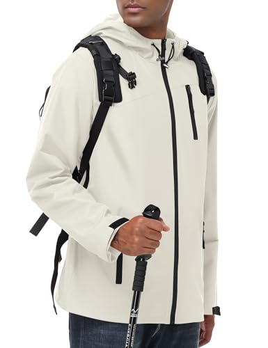 Image of Avoogue Mens Waterproof Lightweight Rain Jacket Breathable Active Outdoor Hooded Raincoat Casual Trendy Jackets Work Jacket