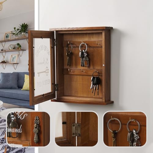 Caja de llaves de madera para pared con acabado acrílico antiguo 7