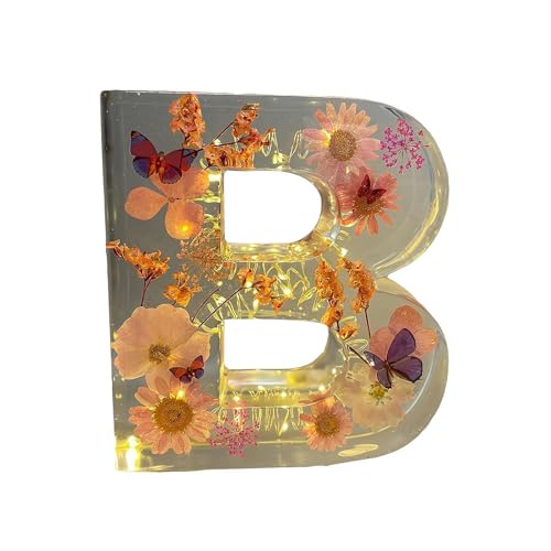 Luce notturna in resina floreale, 2024 nuove lettere in resina con luce LED floreale in resina, lettere luminose per luce notturna, lettere in resina floreale, regalo di compleanno per lei, regalo per
