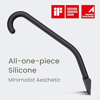 dancemoon JustHang Shower Squeegee for Glass Doors, All-in-One Piece Silicone Squeegee with Built-in Hook for Bathroom, Window, Mirror, Tile Wall, Car, Streak-Free Bathroom Cleaner Tool,10 Inch Black