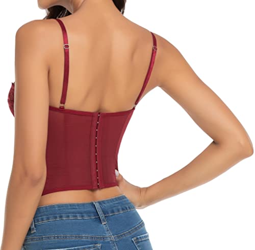 Image of Raxnode Lace Bustier Corset Tops for Women - Sexy Going Out Party Club Top with Buckle