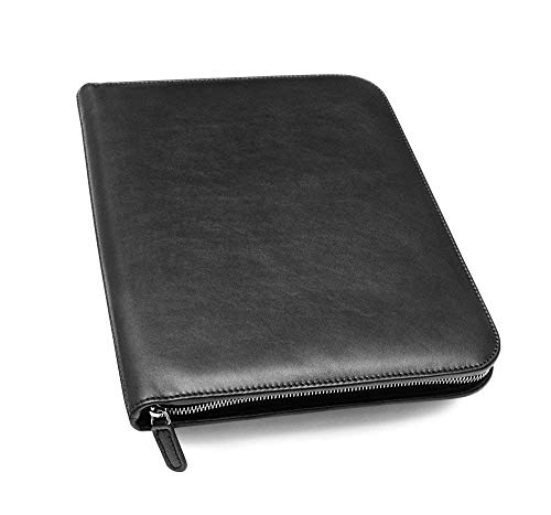 Image of Maruse Italian Leather Executive Padfolio & Passport Holder Bundle, Office & Travel Accessories, Durable Leather Handmade in Italy (Black)