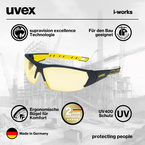 Uvex i-works Schutzbrille, Arbeitsschutzbrille mit supravision excellence Technologie, kratzfest & beschlagfrei, UV400-Schutz… – Ansicht 2