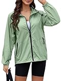 CRIPOM Rain Jacket Women Lightweight Windbreaker Jacket Women Waterproof Jackets for Women Hooded Raincoats For Women With Hood Packable Wind Breaker For Running Green XL