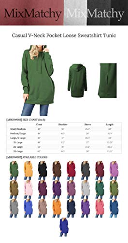 MixMatchy Women's Casual Long Sleeve Fleece Hoodie Sweatshirts Hooded Pullover Tunic Dark Olive LX