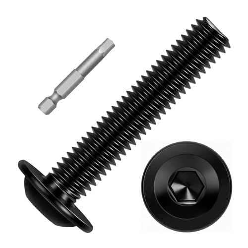 Image of M6-1.0 x 40mm 25 PCS Flanged Button Head Socket Cap Bolts Screws, Stainless Steel 304, Allen Socket Drive, Screwdriver Bit Included, Black Finish, Fully Machine Thread