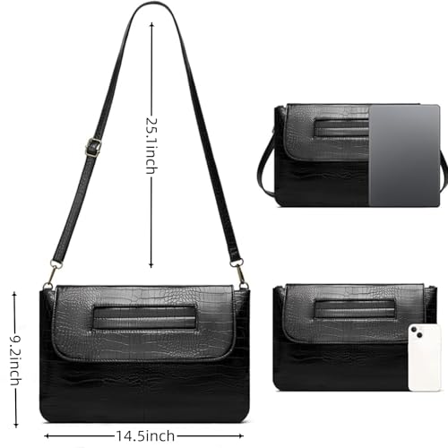Image of Women Classic Crocodile Pattern Faux Leather Clutch Purse Oversized Female Shoulder Bag Messenger Handbag