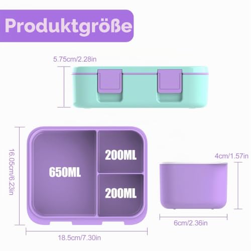 hombrima Lunchboxen, Bento Lunchbox Frischhaltedose mit Multi-Fächern für Jungen Mädchen Kinder Erwachsene Arbeit Schule Picknick Outdoor – Ansicht 3