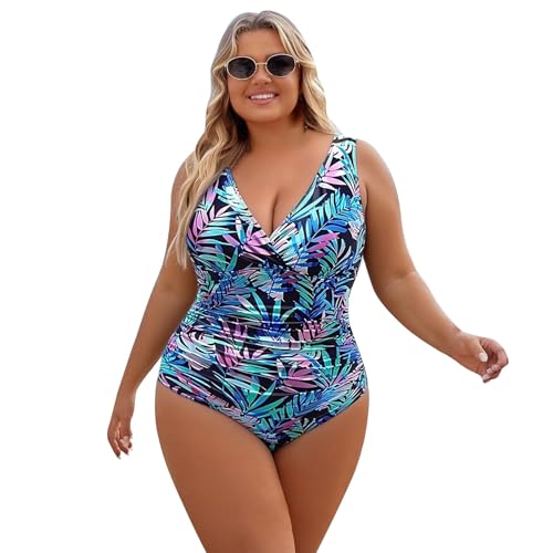 Maillot de bain gainant grande taille effet ventre plat et col V - 2