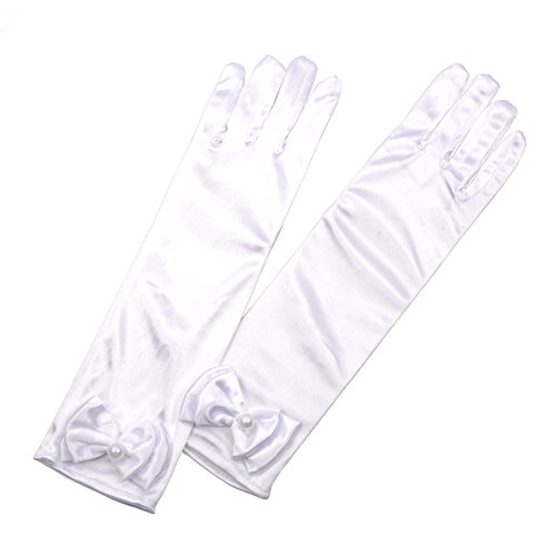 Girl Solid Color Long Elbow Length Formal Pageant Glove3