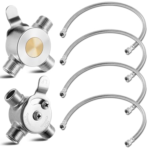 Yaocom 2 Pcs 3/8' Manual Mixing Valve Hot Cold Water Temperature Mixer Thermostatic Mixing Valve for...