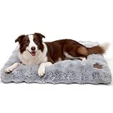 BingoPaw Panier Chien Grande Taille: 90x60x10cm Coussin Chien Déhoussable et Lavable en Machine, Tapis Matelas Lit Imperméable, Tissu Peluche Doux, Gris