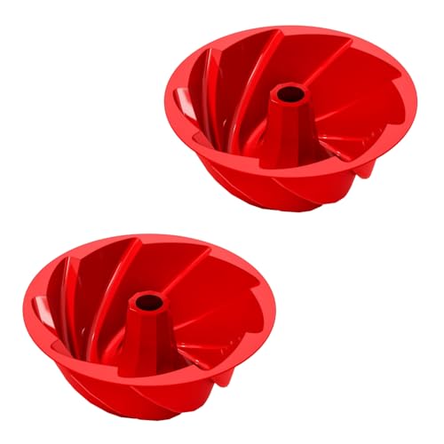 saphe Silicone Heart Shaped Fluted Cake Pan, Silicone Bundt Cake Pans - 8 inch Nonstick silicone Cake Pan for Bundt Cakes,Fluted Cakes and Brownies, 2 packs (10inch 2 packs)