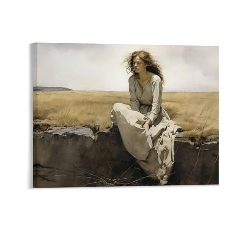 Andrew Wyeth Christina's World Sea Wall Art Prints Framed Paintings Artworks Picture Frame Print Poster Wall Art Painting Canvas Gift Decor Home 11x14inch(28x35cm)