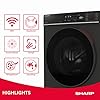 Sharp ES-WNFB214CMDA-DE Waschmaschine, 12 kg, Energieklasse A, 1400 U/min, Inverter Motor, AquaStop, WiFi App-Steuerung, Dampf-Funktion, Schnellwaschgang, Schwarz Matt